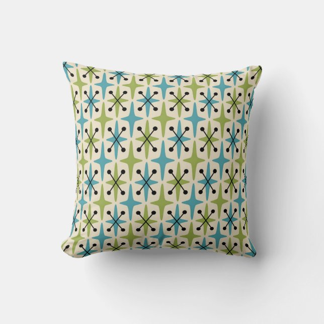 Coussin Motif Starburst moderne du milieu du siècle (Recto)