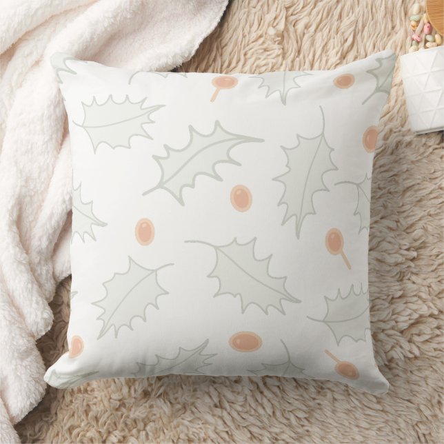 Coussin Motif subtil de baie de houx d'hiver (Couverture)