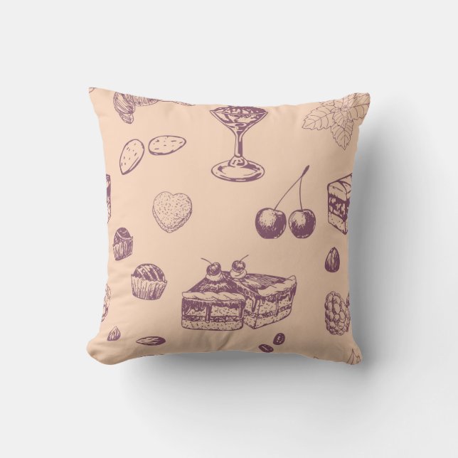 Coussin Motif sucré avec des desserts variés. (Recto)