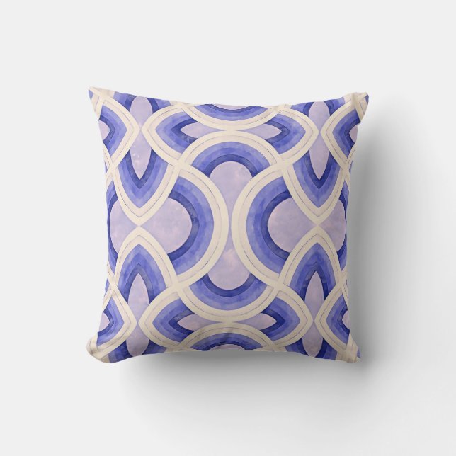 Coussin Motif Super rétro dans les tons de Cerulean (Recto)