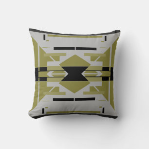 Coussin Motif symétrique Abstrait gris-noir brillant