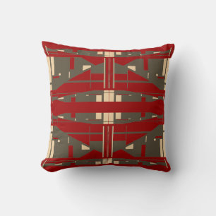 Coussin Motif symétrique rouge beige Brown