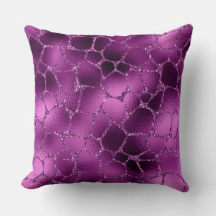 Coussin Motif Taches de Girafe Pailleté Glam Ombre Violet