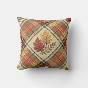 Coussin Motif Tartan à carreaux de feuilles d'érable en au