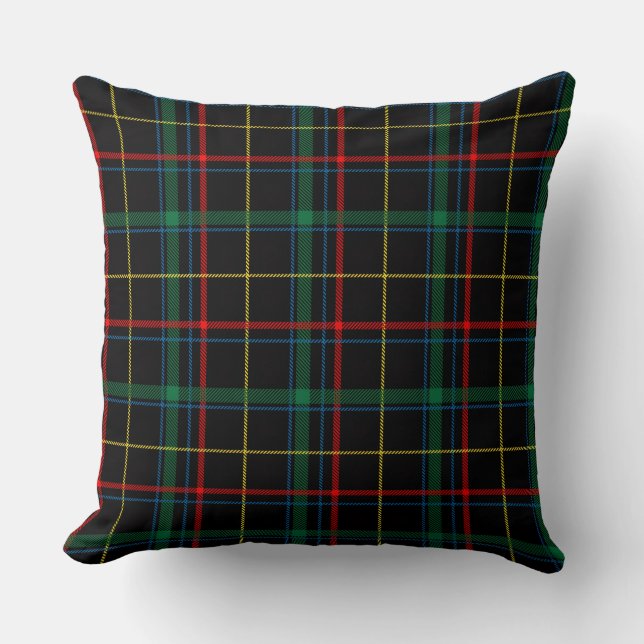 Coussin Motif Tartan à Carreaux Noirs (Recto)