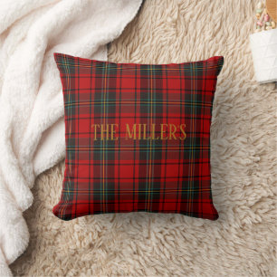 Coussin Motif Tartan Écossais Personnalisable Rouge
