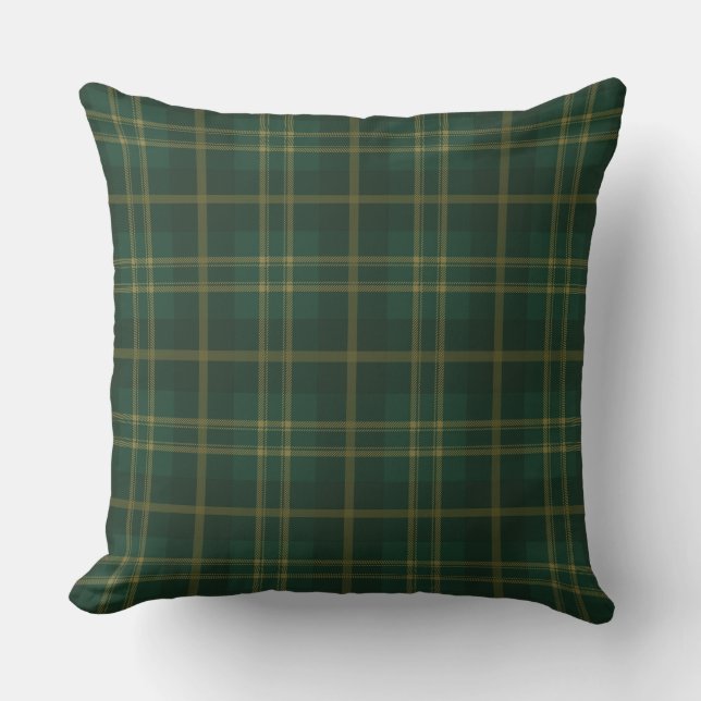 Coussin Motif Tartan Jaune Vert (Recto)