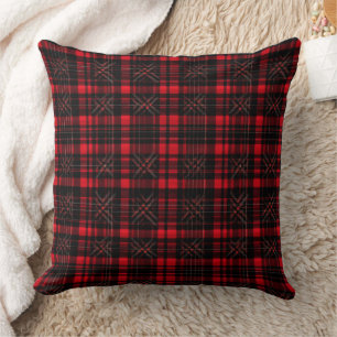 Coussin Motif tartan rouge et noir