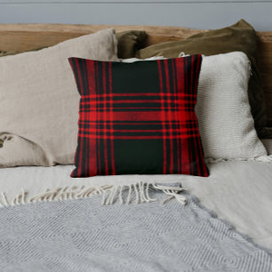 Coussin motif tartan rouge&noir