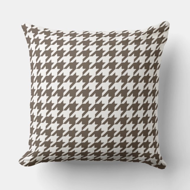 Coussin Motif Taupe et White Houndstooth (Recto)