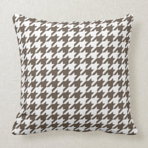 Coussin Motif Taupe et White Houndstooth