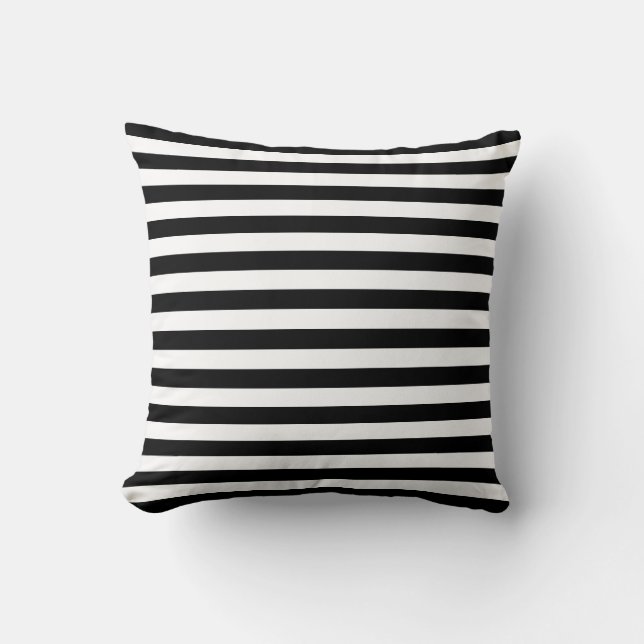 Coussin Motif tendance Luxe noir et blanc rayures (Recto)