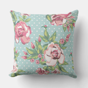 Coussin Motif tendance pois modernes vintage floral