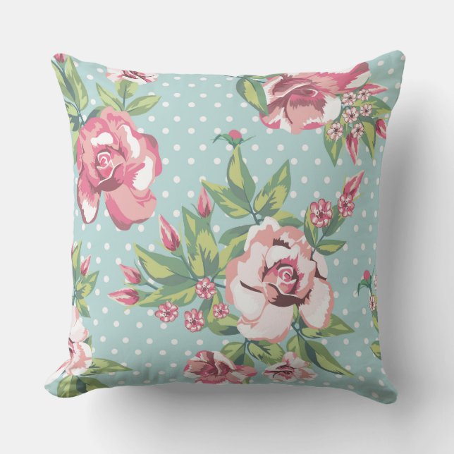 Coussin Motif tendance pois modernes vintage floral (Recto)