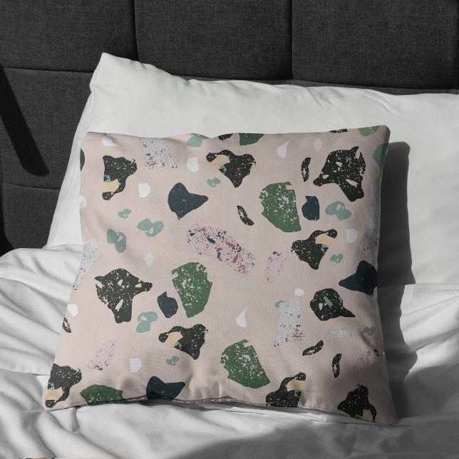 Coussin Motif Terrazzo Vert (Green Terrazzo Pillow)