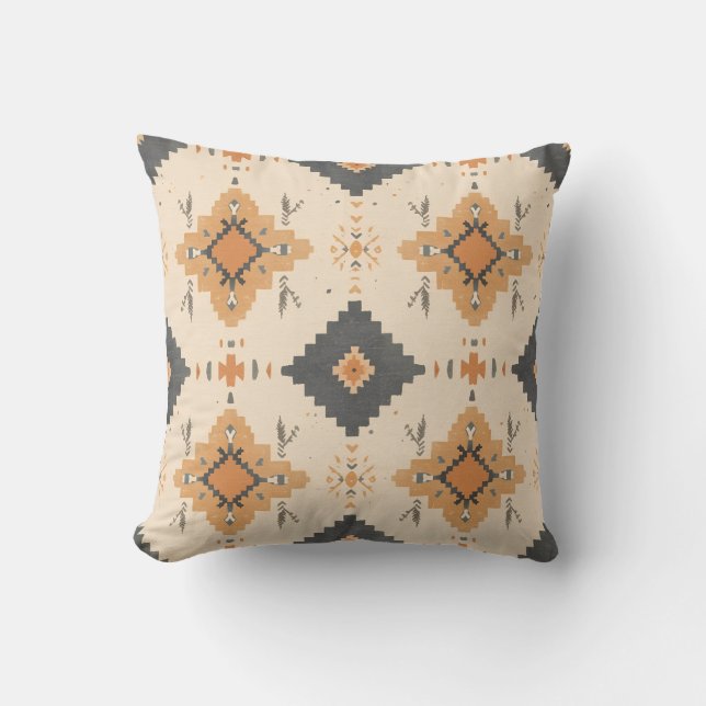Coussin Motif Terre cuite du désert et Charbon (Recto)
