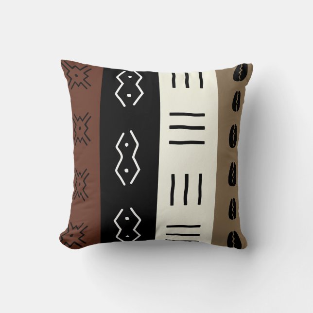 Coussin Motif terreux de rayures de Mudprint de tons (Recto)