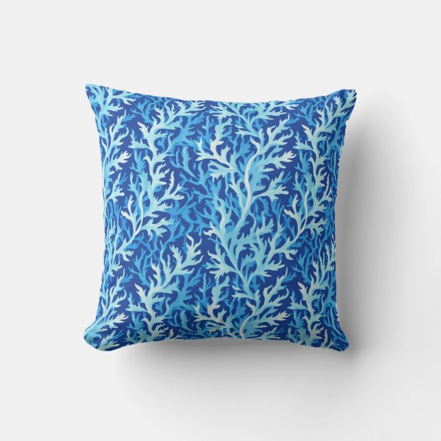 Coussin Motif textile du littoral d'algues bleues (Recto)