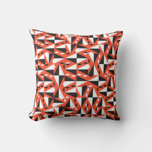 Coussin Motif textile vintage géométrique en rouge,