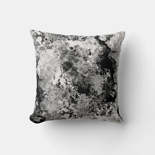 Coussin Motif texturé Abstrait gris blanc et noir (Recto)