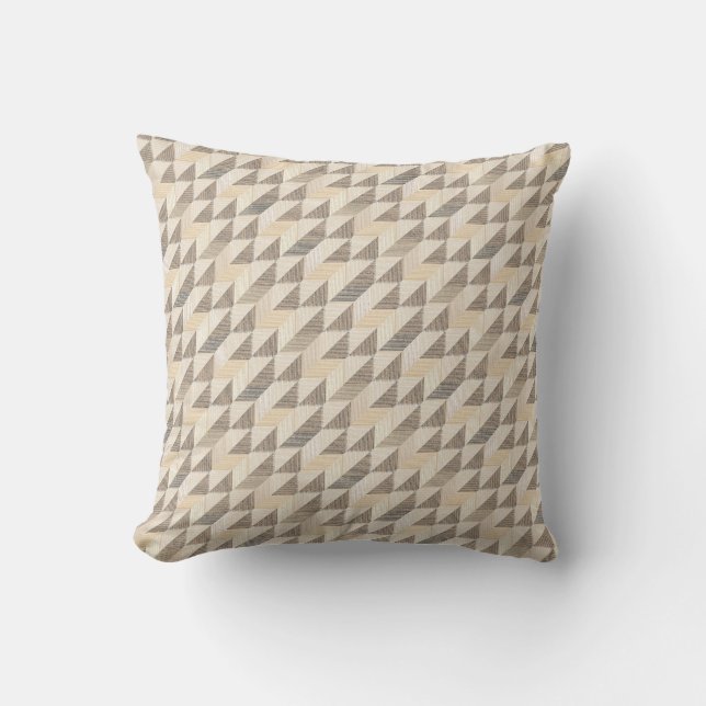 Coussin Motif texturé beige, gris rhombique. jeter la pilu (Recto)