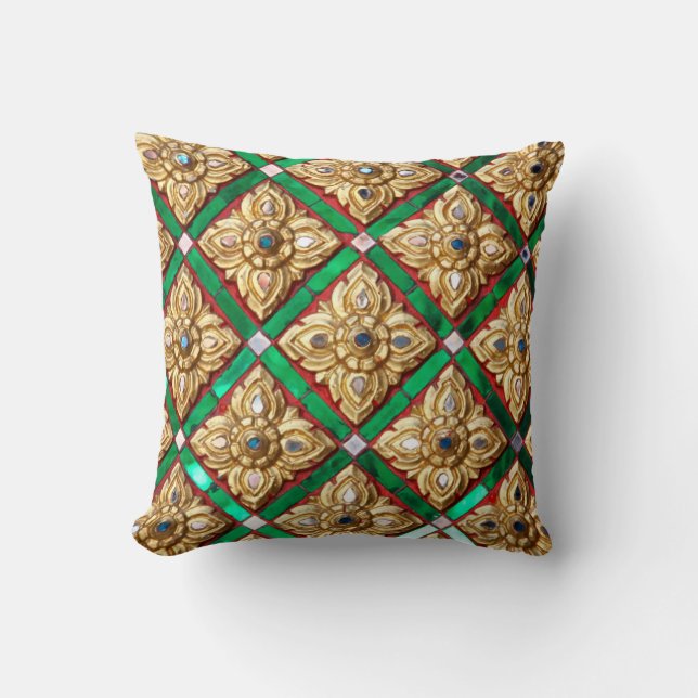 Coussin Motif thaïlandais à l'intérieur du mur de Templeth (Recto)