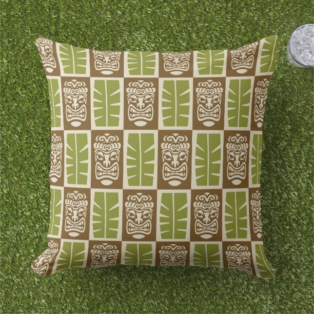 Coussin Motif Tiki (Herbe)