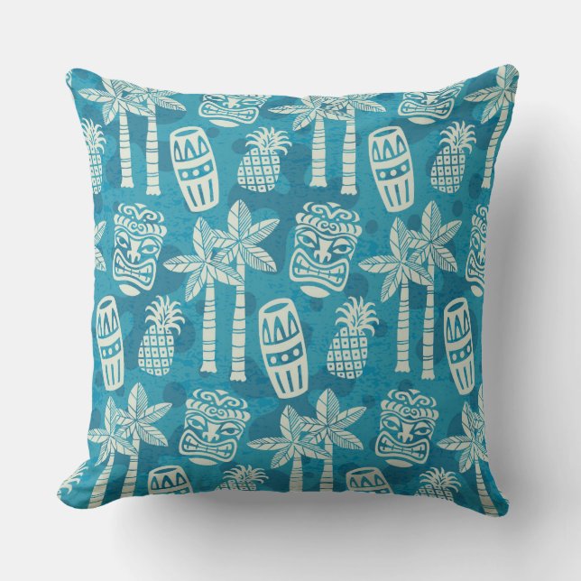 Coussin Motif Tiki Rétro Moderne du Milieu du Siècle (Recto)