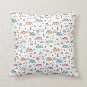 Coussin Motif tiré par la main mignon de scène de montagne