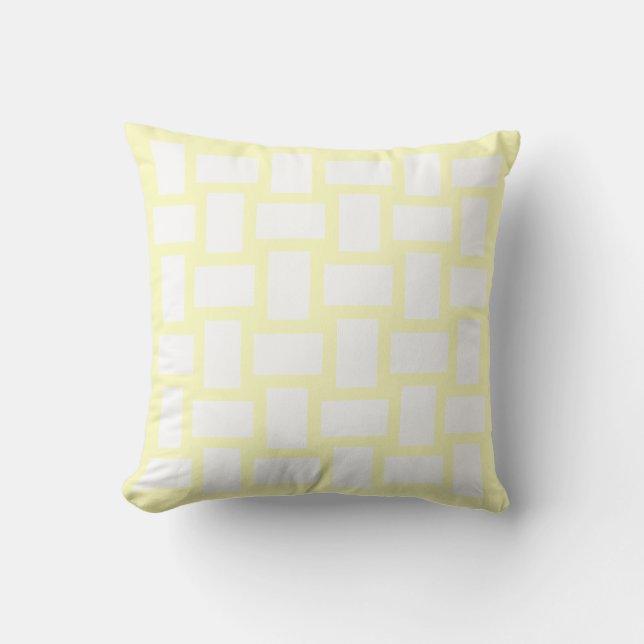 Coussin Motif Tissage Jaune Pastel & Blanc (Recto)