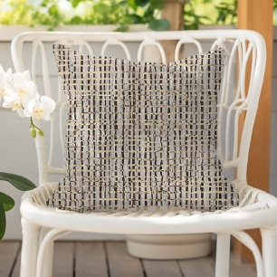 Coussin Motif Tissé Neutre Faux Lin Gris Brun