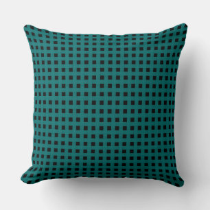 Coussin Motif Tissé Noir Sarcelle