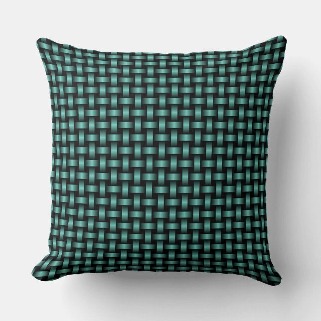 Coussin Motif Tissé Noir Sarcelle (Recto)