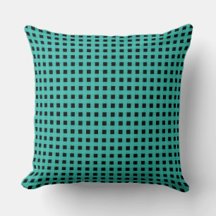 Coussin Motif Tissé Turquoise Noir
