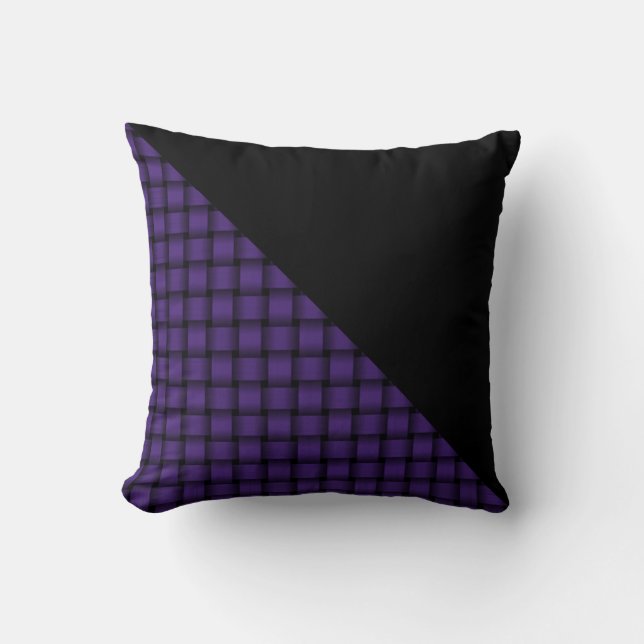 Coussin Motif Tissé Violet Américain avec Noir (Recto)