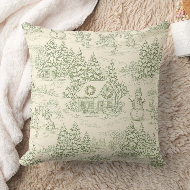Coussin Motif Toile Classique Campagne d'Hiver de Sauge (Couverture)