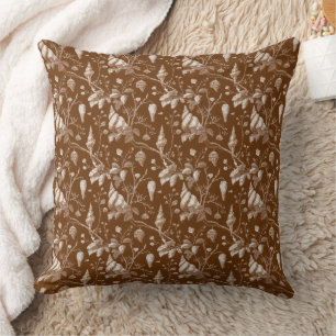 Coussin Motif Toile Côtier Coquillages Vintage