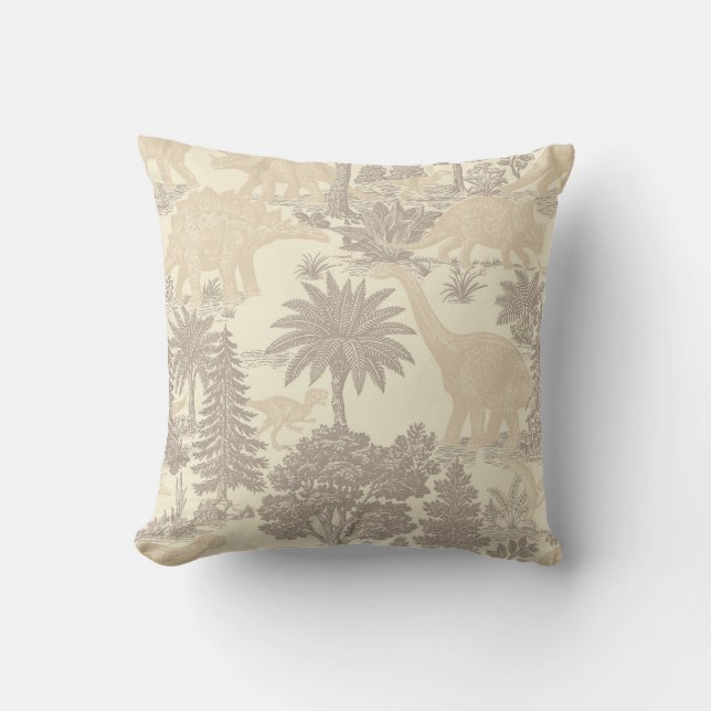 Coussin Motif Toile Dinosaure Vintage (Recto)