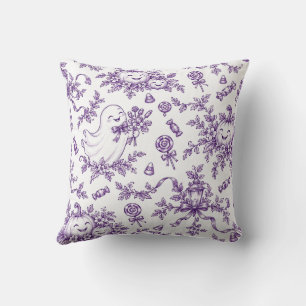 Coussin Motif Toile Halloween Violet Vintage Fantômes Mign