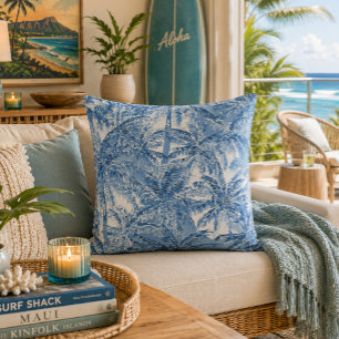 Coussin Motif Toile Tropical Vintage Palmier
