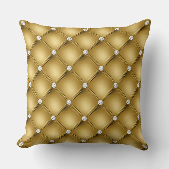 Coussin Motif touffeté de diamant d'or de luxe (Recto)