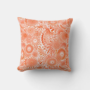 Coussin Motif tourbillon fractal, corail orange