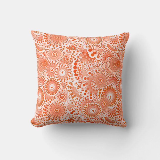 Coussin Motif tourbillon fractal, corail orange (Recto)