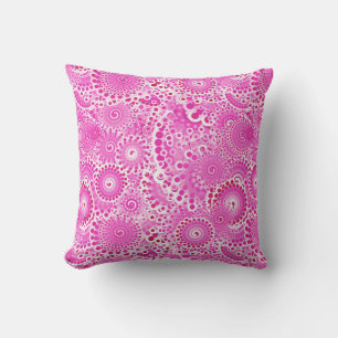Coussin Motif tourbillon fractal, rose orchidée