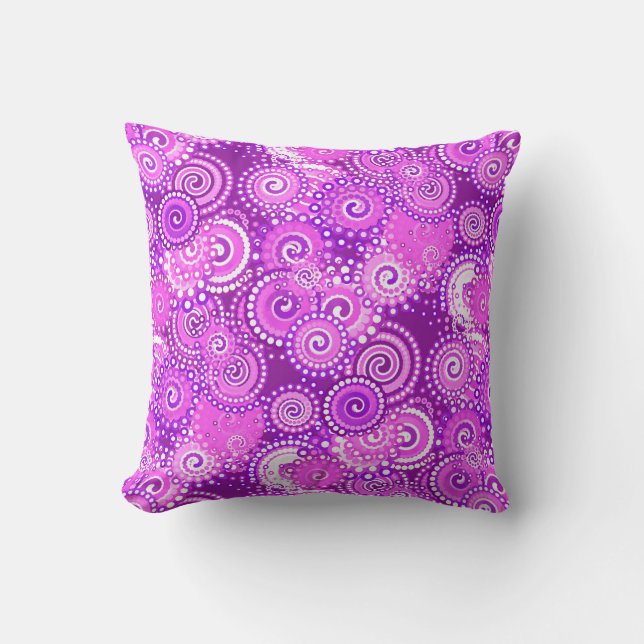 Coussin Motif tourbillon fractal, tons violets (Recto)