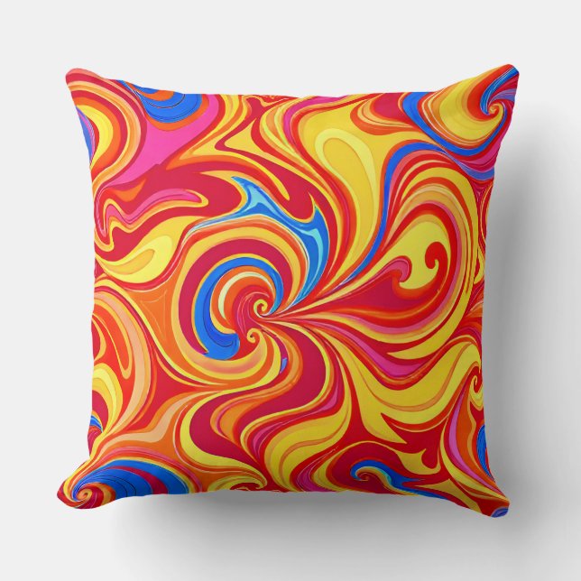 Coussin Motif tourbillonnant coloré abstrait (Recto)