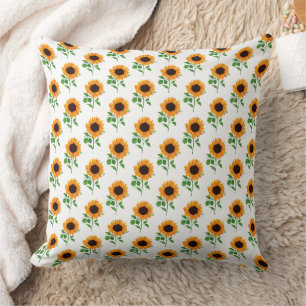 Coussin Motif Tournesol Jaune Floral