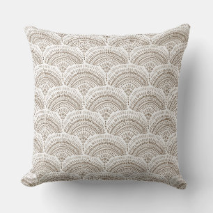 Coussin Motif traditionnel africain ethnique blanc marron