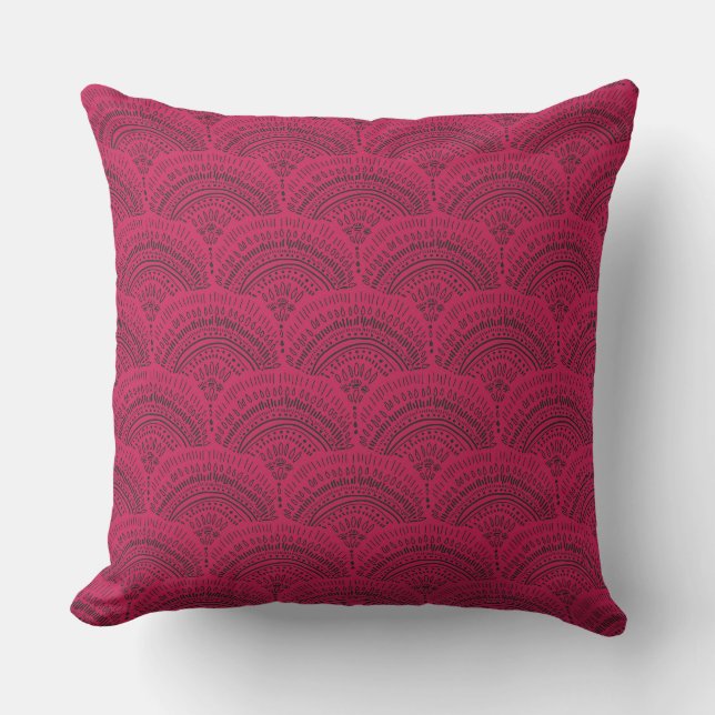 Coussin Motif traditionnel africain noir rose (Recto)
