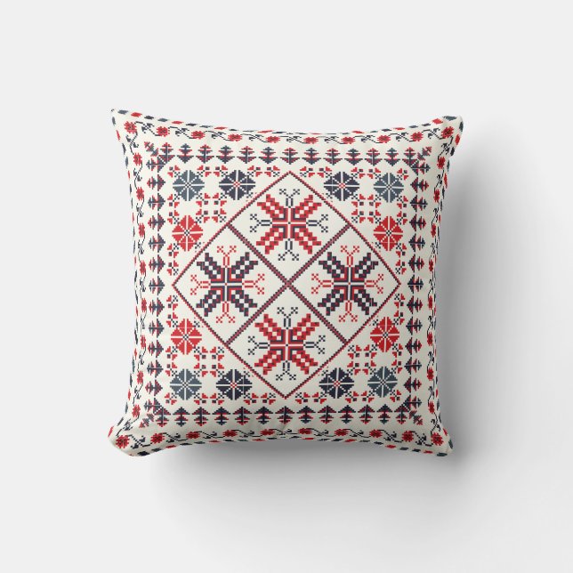 Coussin motif traditionnel roumain (Recto)